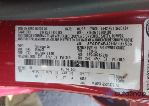 2017 Ford Fiesta Se from USA, damaged, VIN 3FADP4BJ2HM131536